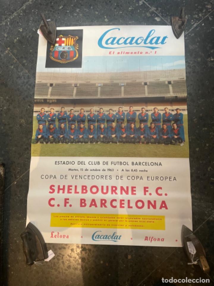 Coleccionismo deportivo: ANTIGUO CARTEL FUTBOL SHELBOURNE F.C. - C.F. BARCELONA 15 OCTUBRE 1963 - COPA DE VENCEDORE COPA DE