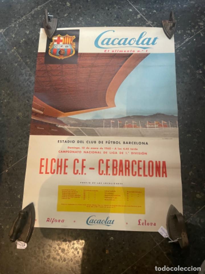Coleccionismo deportivo: ANTIGUO CARTEL FUTBOL - ELCHE F.C. - C.F. BARCELONA 10 ENERO 1960 - CAMPEONATO NACIONAL DE LIGA
