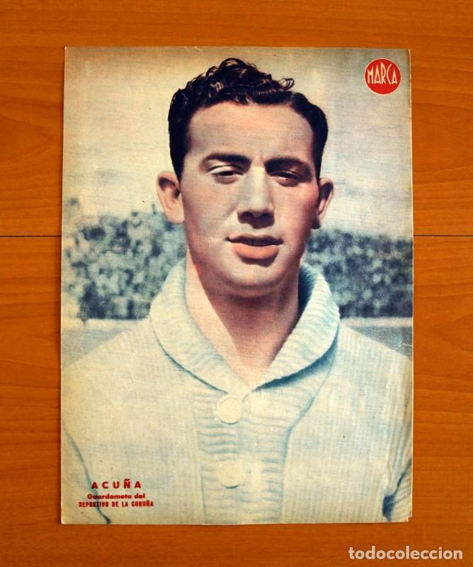 Sammelleidenschaft Sport: Deportivo de la Coru&ntilde;a - Acu&ntilde;a Guardameta - L&aacute;mina de Marca a&ntilde;os 40 - Tama&ntilde;o 23,5x32 cm.