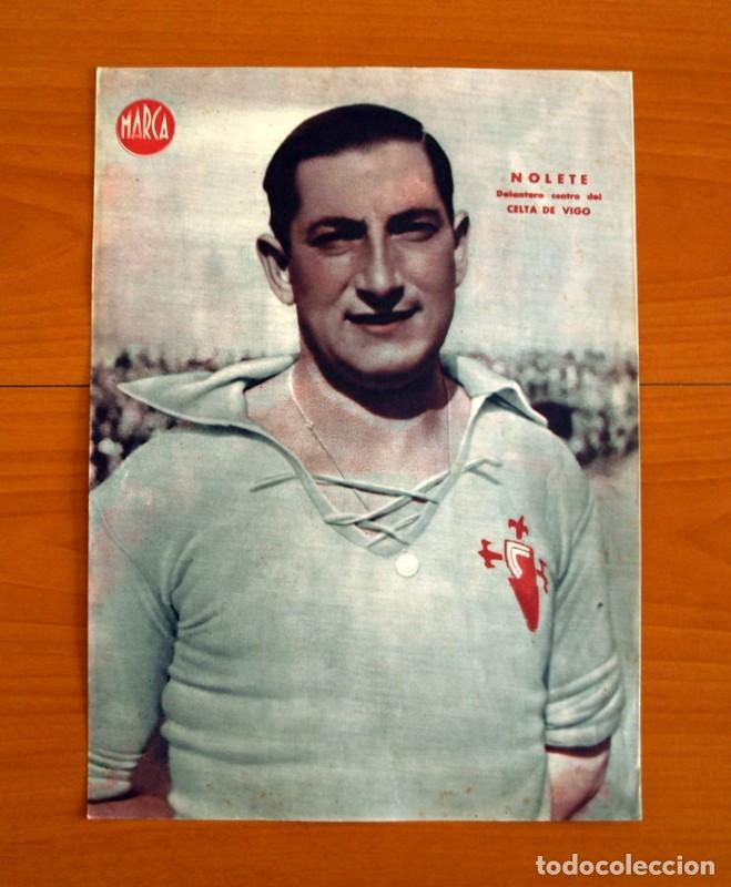 Sammelleidenschaft Sport: Celta de Vigo - Nolete Delantero centro - L&aacute;mina de Marca a&ntilde;os 40 - Tama&ntilde;o 23,5x32 cm.