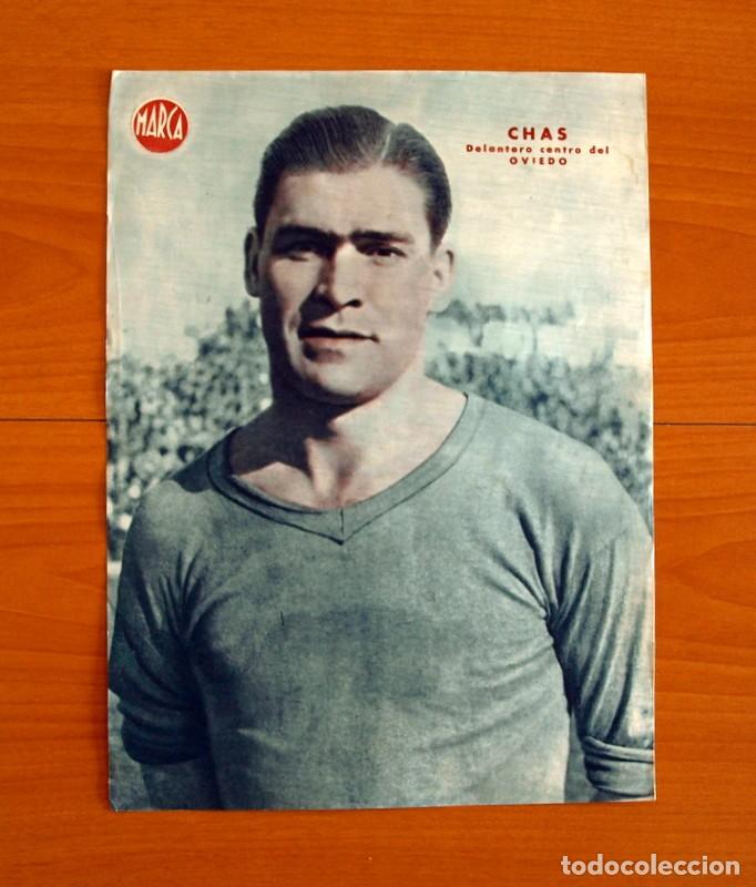 Coleccionismo deportivo: Oviedo - Chas Delantero - L&aacute;mina de Marca a&ntilde;os 40 - Tama&ntilde;o 23,5x32 cm.