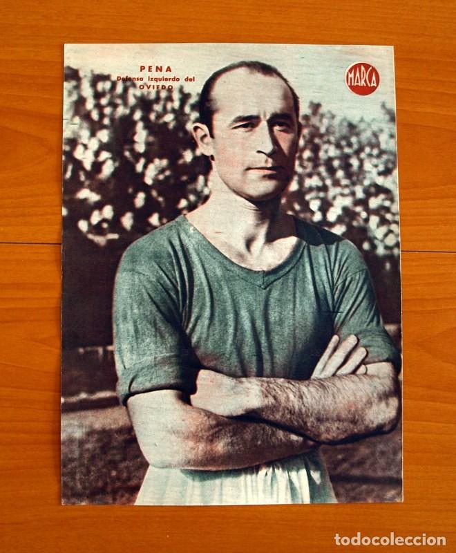 Coleccionismo deportivo: Oviedo - Pena Defensa Izquierdo - L&aacute;mina de Marca a&ntilde;os 40 - Tama&ntilde;o 23,5x32 cm.