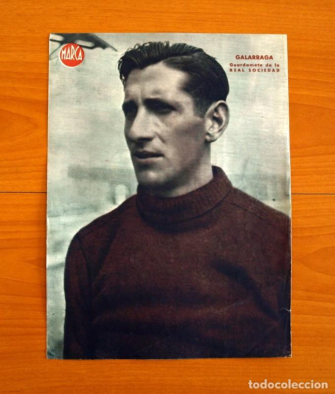 Coleccionismo deportivo: Real Sociedad - Galarraga Guardameta - L&aacute;mina de Marca a&ntilde;os 40 - Tama&ntilde;o 23,5x32 cm.