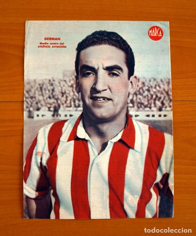 Coleccionismo deportivo: Atl&eacute;tico Madrid - Aviaci&oacute;n - German Medio Centro - L&aacute;mina de Marca a&ntilde;os 40 - Tama&ntilde;o 23,5x32 cm.