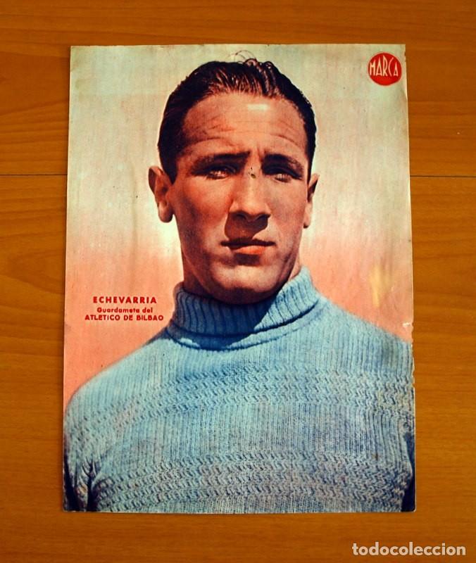 Coleccionismo deportivo: Athletic de Bilbao - Echevarria Guardameta - L&aacute;mina de Marca a&ntilde;os 40 - Tama&ntilde;o 23,5x32 cm.