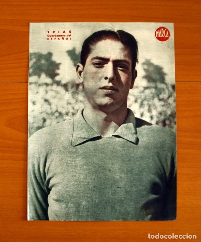 Collectionnisme sportif: Espa&ntilde;ol - Trias Guardameta - L&aacute;mina de Marca a&ntilde;os 40 - Tama&ntilde;o 23,5x32 cm.