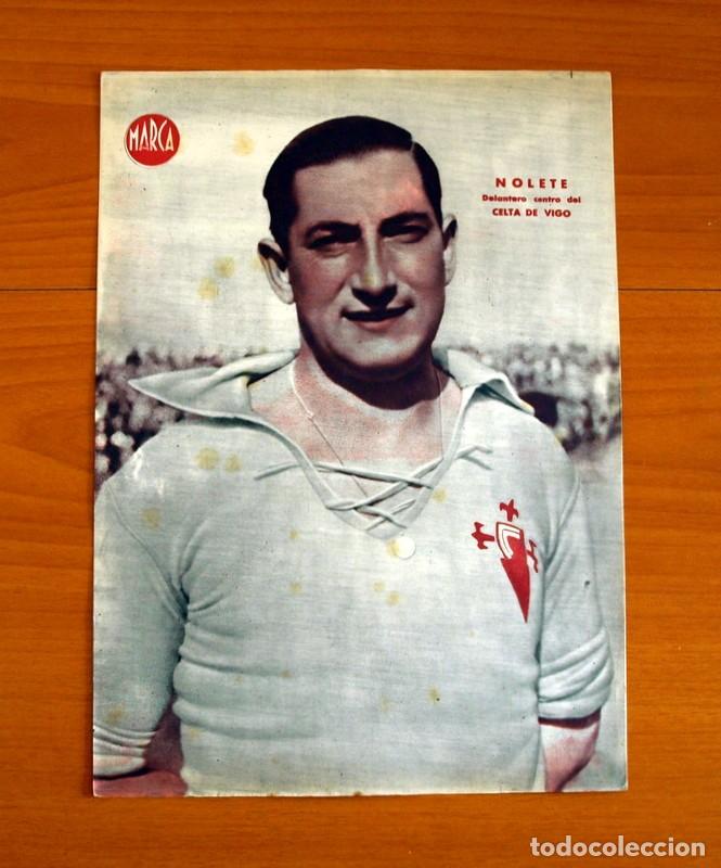 Collectionnisme sportif: Celta de Vigo - Nolete Delantero Centro - L&aacute;mina de Marca a&ntilde;os 40 - Tama&ntilde;o 23,5x32 cm.