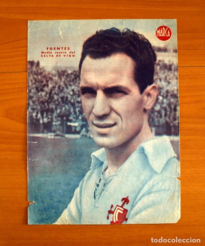 Collectionnisme sportif: Celta de Vigo - Fuentes Medio Centro - L&aacute;mina de Marca a&ntilde;os 40 - Tama&ntilde;o 23,5x32 cm.