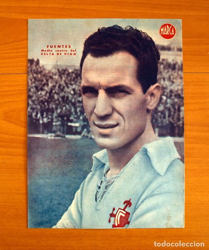 Collectionnisme sportif: Celta de Vigo - Fuentes Medio Centro - L&aacute;mina de Marca a&ntilde;os 40 - Tama&ntilde;o 23,5x32 cm.