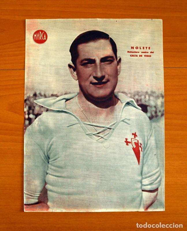 Collectionnisme sportif: Celta de Vigo - Nolete Delantero Centro - L&aacute;mina de Marca a&ntilde;os 40 - Tama&ntilde;o 23,5x32 cm.
