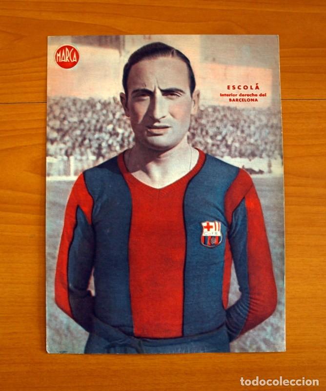 Coleccionismo deportivo: Barcelona - Escol&aacute; Interior Derecha - L&aacute;mina de Marca a&ntilde;os 40 - Tama&ntilde;o 23,5x32 cm.