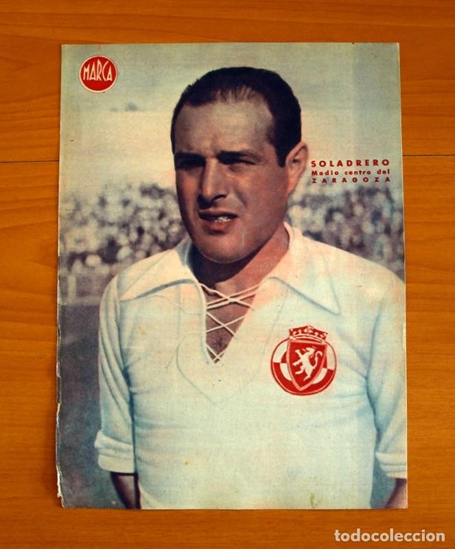 Collectionnisme sportif: Zaragoza - Soladrero Medio Centro - L&aacute;mina de Marca a&ntilde;os 40 - Tama&ntilde;o 23,5x32 cm.