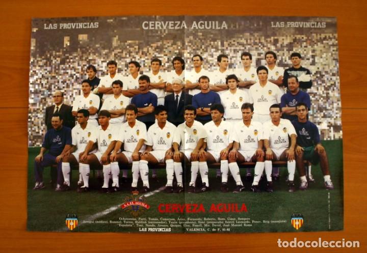 Sammelleidenschaft Sport: P&oacute;ster del Valencia, Plantilla Temporada 1991-1992, 91-92 - Diario Las Provicias - Tama&ntilde;o 47x68 cm.