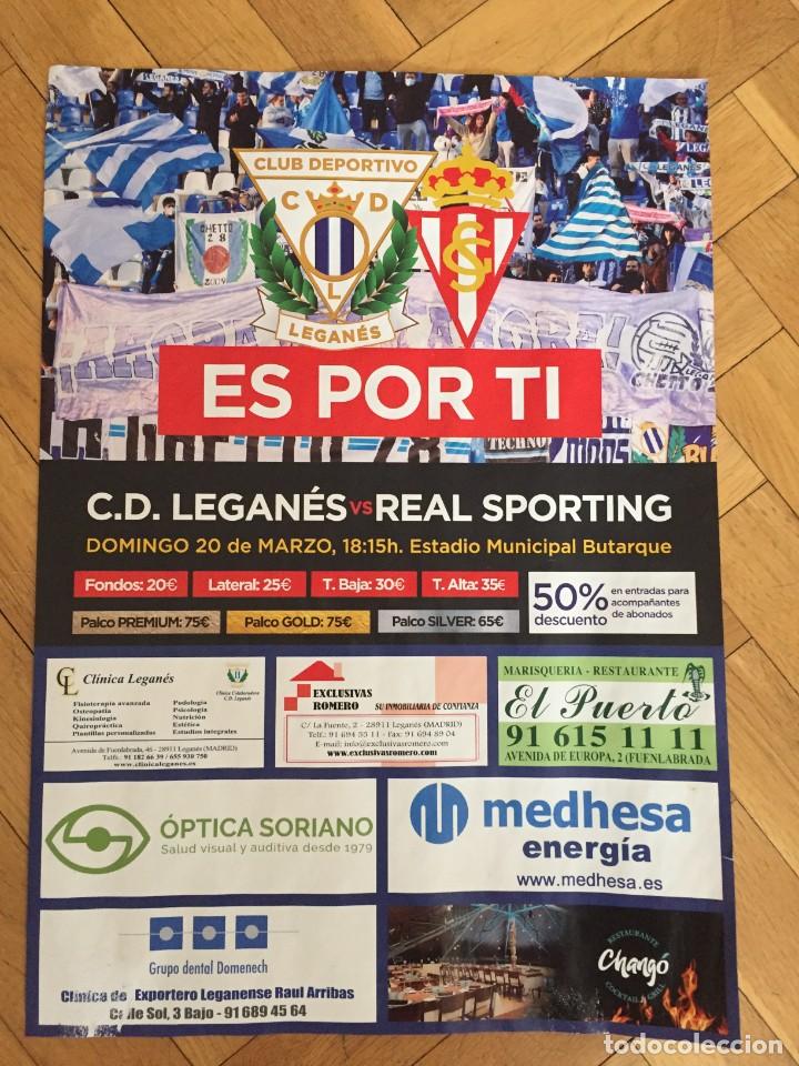 Collezionismo sportivo: CARTEL POSTER OFICIAL FUTBOL LEGANES 1-1 SPORTING GIJON LIGA TEMPORADA 2021 2022
