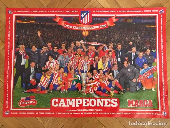 Collectionnisme sportif: CARTEL POSTER PLANTILLA CAMPEONES UEFA EUROPA LEAGUE ATLETICO MADRID 2010 FULHAM MARCA CAMPOFRIO