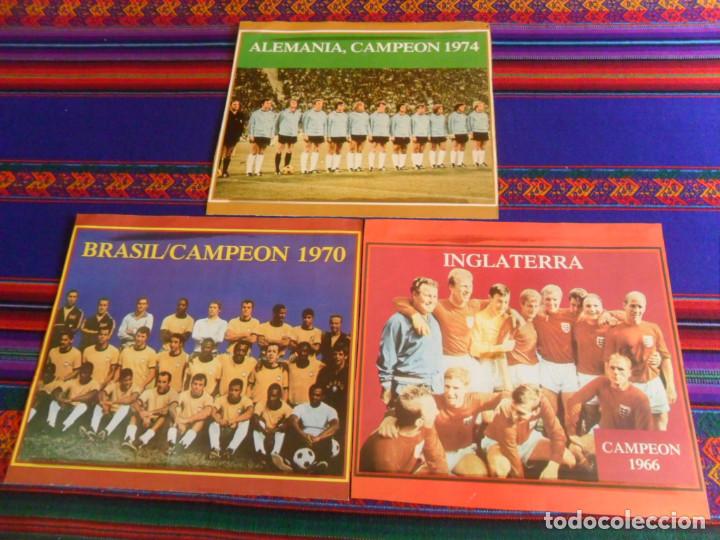 Collezionismo sportivo: 3 CARTEL PUBLICADO EN REVISTA LOS ASES DEL MUNDIAL INGLATERRA CAMPE&Oacute;N 1966 BRASIL 1970 ALEMANIA 1974