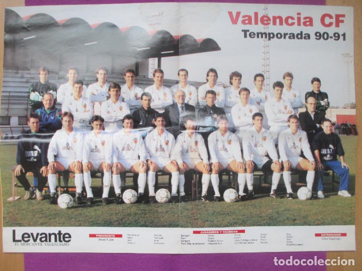 Sammelleidenschaft Sport: CARTEL FUTBOL VALENCIA CF TEMPORADA 90-91 LEVANTE