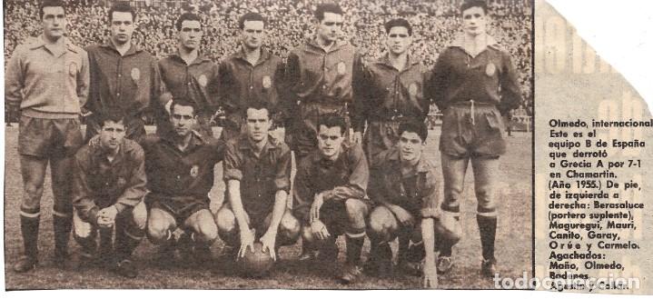 Coleccionismo deportivo: SELECCI&Oacute;N ESPA&Ntilde;OLA DE F&Uacute;TBOL B, DE 1955: Espa&ntilde;a 7-Grecia A 1