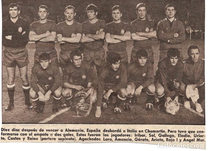 Coleccionismo deportivo: SELECCI&Oacute;N ESPA&Ntilde;OLA DE F&Uacute;TBOL: Recorte de un equipo de 1970. Espa&ntilde;a 2-Italia 2