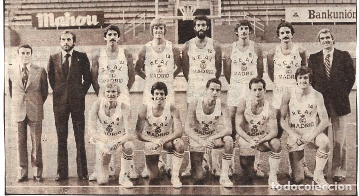 Coleccionismo deportivo: BALONCESTO ( BASKET ): Recorte del REAL MADRID de 1978