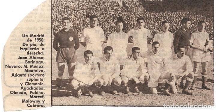 Coleccionismo deportivo: REAL MADRID: Recorte de un equipo de 1950