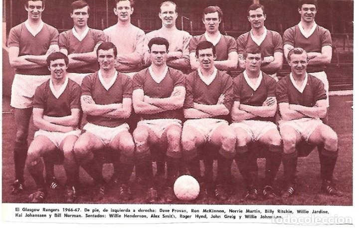 Coleccionismo deportivo: GLASGOW RANGERS: Recorte de un equipo de la temporada 66-67