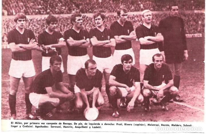 Coleccionismo deportivo: A.C. MILAN: Recorte de un equipo de 1968