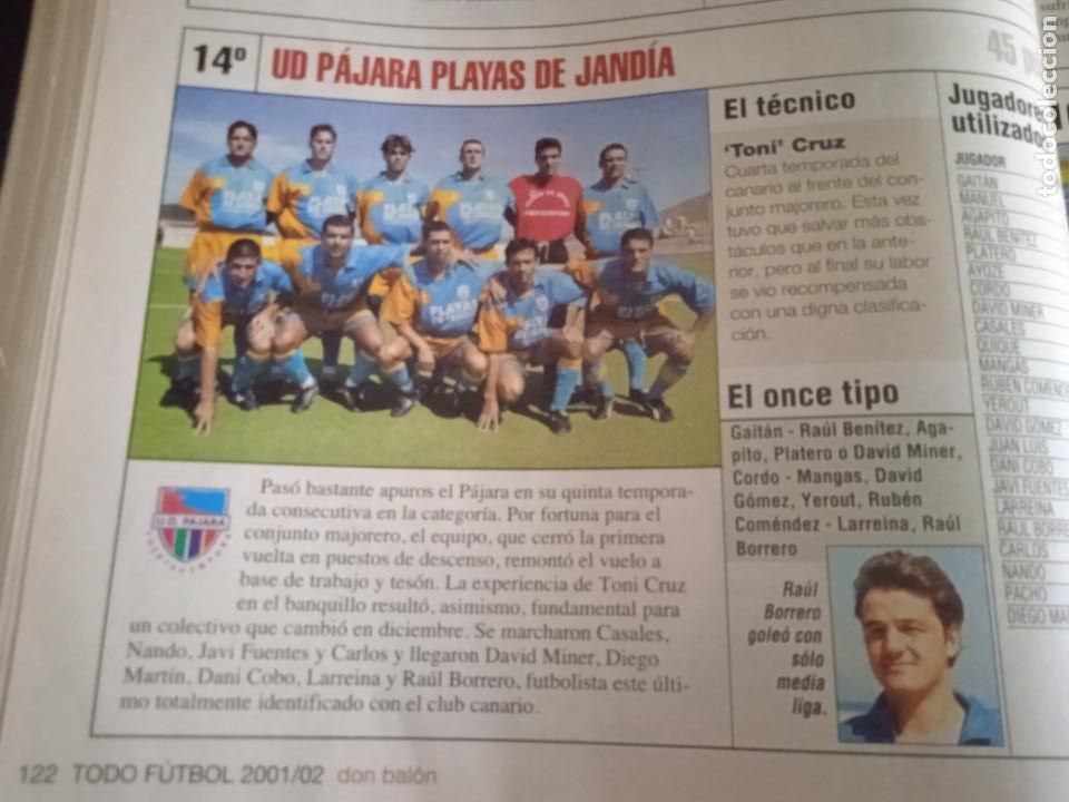 Collectionnisme sportif: Recorte de Don Bal&oacute;n Todo Futbol 2001-02.Foto del equipo y jugadores utilizados UD P&aacute;jara Playas de
