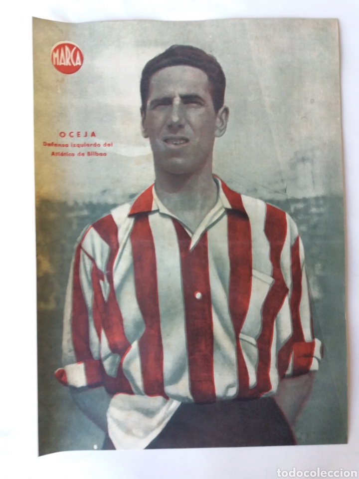 Collezionismo sportivo: CARTEL DE LA REVISTA MARCA DE OCEJA, DEFENSA IZQUIERDO DEL ATL&Eacute;TICO DE BILBAO.