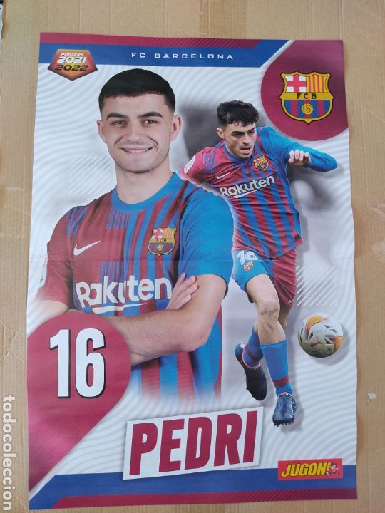 Coleccionismo deportivo: PEDRI BARCELONA BAR&Ccedil;A COURTOIS REAL MADRID 2021-2022 LIGA 21-22 DOBLE P&Oacute;STER 2 P&Aacute;G REVISTA JUG&Oacute;N