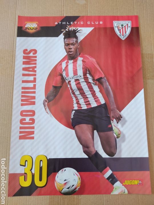 Collezionismo sportivo: ROOKIE NICO WILLIAMS ATHLETIC BILBAO MILITAO MADRID DOBLE P&Oacute;STER 1 P&Aacute;G JUG&Oacute;N 2021-2022 LIGA 21-22