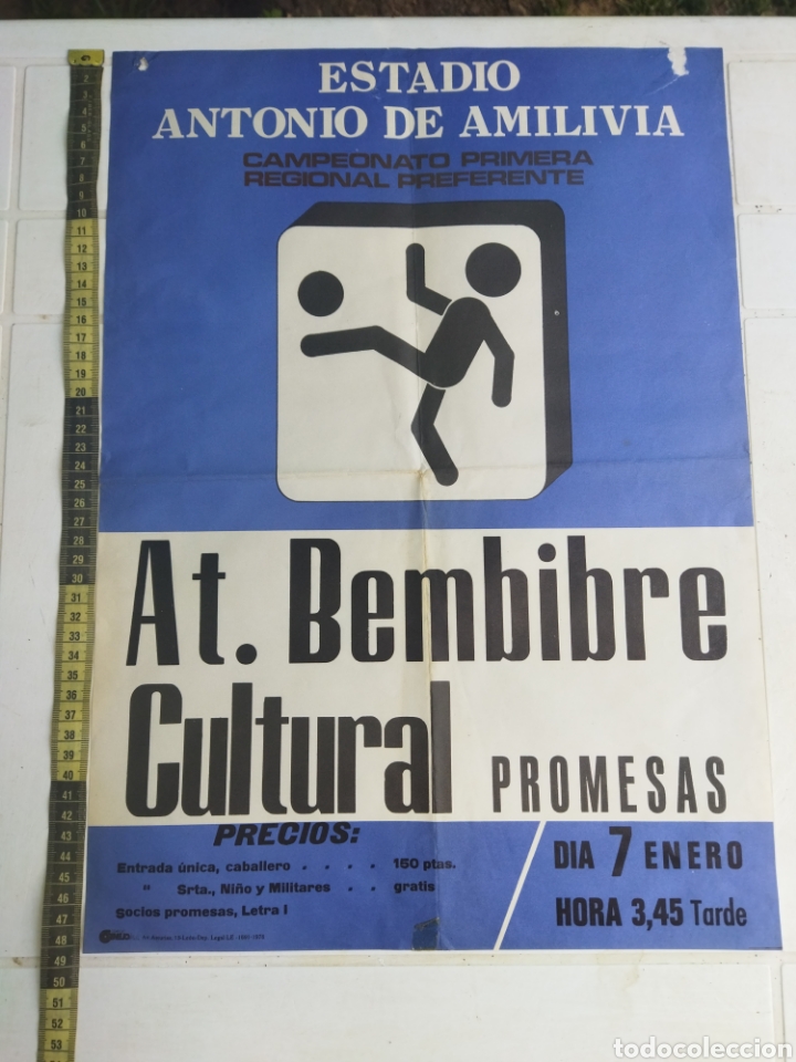 Sammelleidenschaft Sport: AT . BEMBIBRE & CULTURAL PROMESAS, cartel antiguo partido de futbol