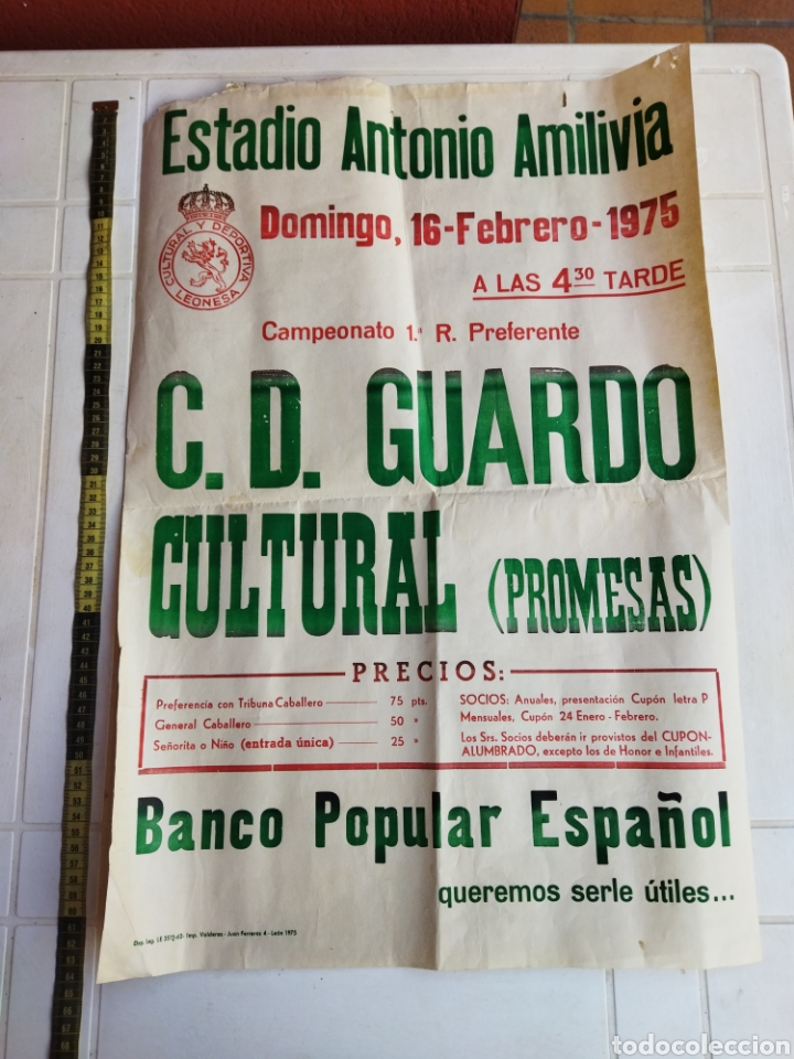 Collectionnisme sportif: C.D. GUARDO & CULTURAL PROMESAS , cartel antiguo partido de futbol, ver descripci&oacute;n