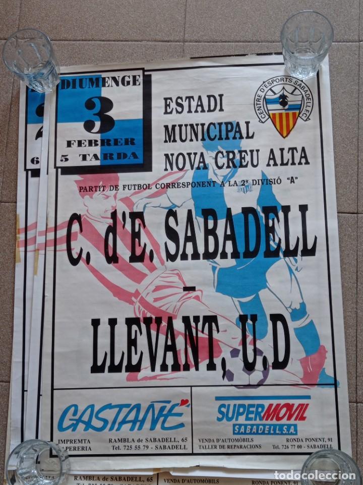 Collezionismo sportivo: Cartel partido 2 divisi&oacute;n Sabadell/ Llevant 70*50cm