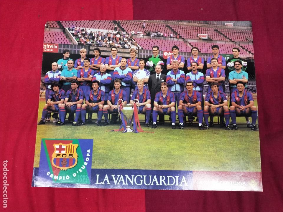 Sammelleidenschaft Sport: POSTER F.C. BARCELONA. BAR&Ccedil;A CAMPI&Oacute; D'EUROPA, 1992. LA VANGUARDIA. MEDIDAS: 38 X 30 CMS. WEMBLEY
