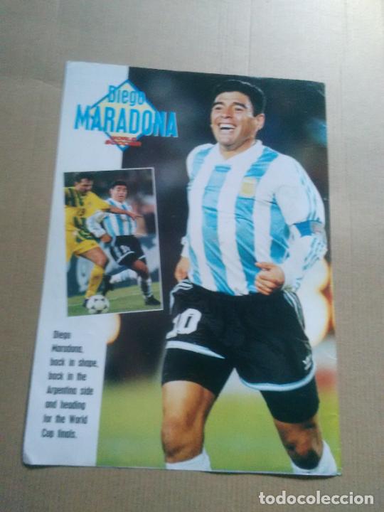 Collectionnisme sportif: DIEGO ARMANDO MARADONA ARGENTINA TIPO LAMINA POSTAL O POSTER REVISTA WORLD SOCCER PORTADA BAGGIO