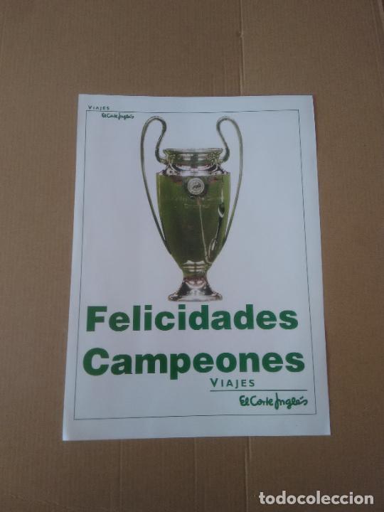 Coleccionismo deportivo: TIPO LAMINA POSTAL 1 P&Aacute;GINA REAL MADRID FELICIDADES CAMPEONES 8 COPA EUROPA PUBLICIDAD CORTE INGLES