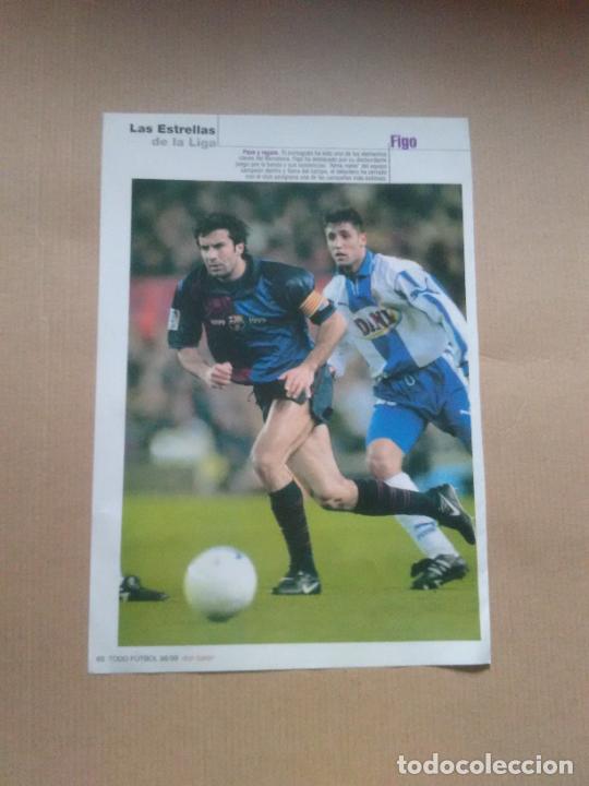 Coleccionismo deportivo: FIGO BARCELONA BAR&Ccedil;A MORIENTES REAL MADRID LIGA 98-99 DOBLE POSTER 1 PAG REVISTA DON BALON 1998-1999