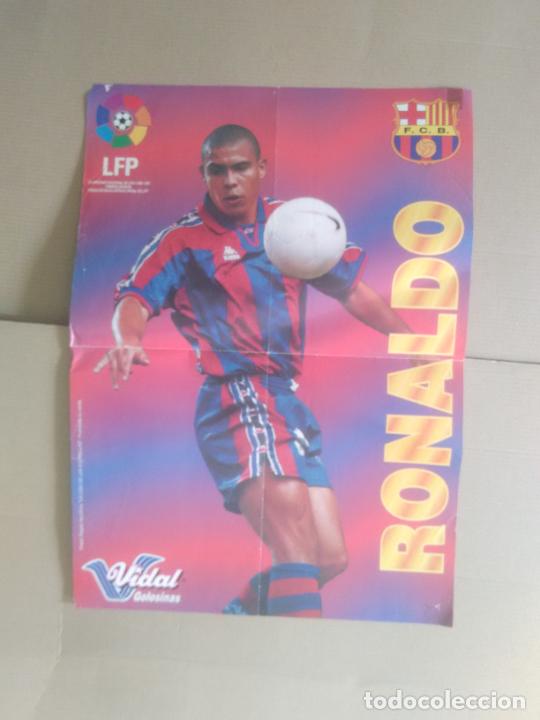 Collectionnisme sportif: ROOKIE RONALDO BARCELONA BAR&Ccedil;A LIGA FUTBOL 96-97 POSTER PREMIO VIDAL GOLOSINAS 1996-1997, 30 X 42 CM