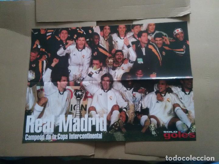 Collectionnisme sportif: REAL MADRID CAMPEON INTERCONTINENTAL 98-99 RAUL DOBLE P&Oacute;STER 4 PAG REVISTA SOLO GOLES FUTBOL LIGA