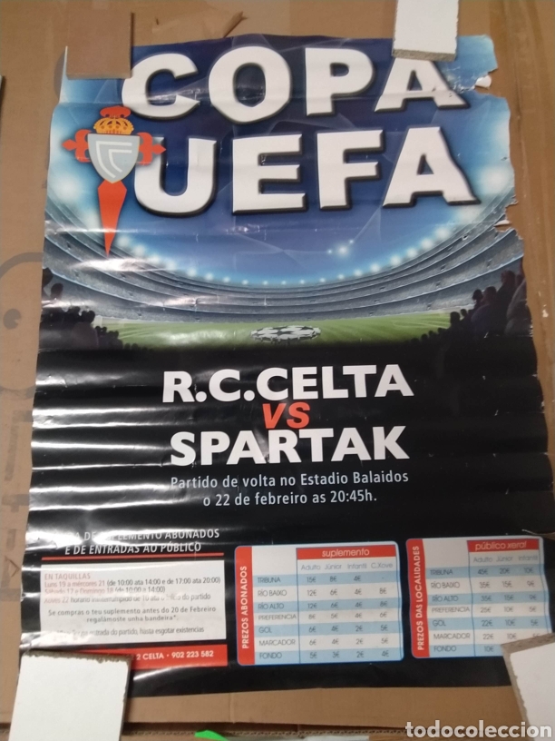 Collezionismo sportivo: Cartel anunciador partido UEFA Celta - Spartak