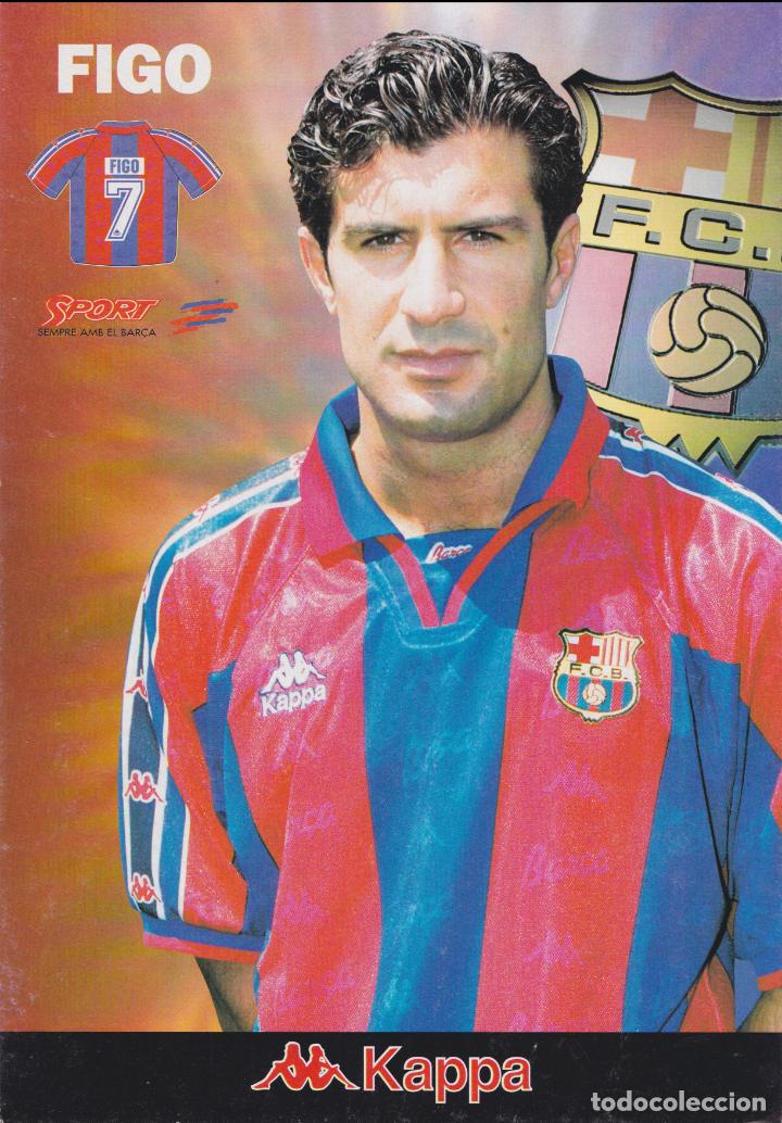 Coleccionismo deportivo: LUIS FIGO &ndash; FUTBOL CLUB BARCELONA &ndash; KAPPA &ndash; SPORT SEMPRE AMB EL BAR&Ccedil;A - LAMINA CARTON (21X30)