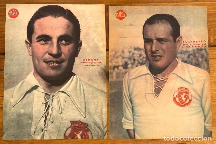 Sammelleidenschaft Sport: 2 LAMINAS POSTER DEL ZARAGOZA, ALDANA Y SOLADRERO - DIARIO MARCA, FUTBOL, MIDE 32 X 22,5 CMS.