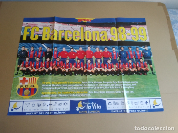 Collectionnisme sportif: P&Oacute;STER BARCELONA 98-99 BAR&Ccedil;A 1998-1999 DIARIO SPORT PUBLICIDAD CENTRE LA VILA (MIDE 80 X 60 CM)