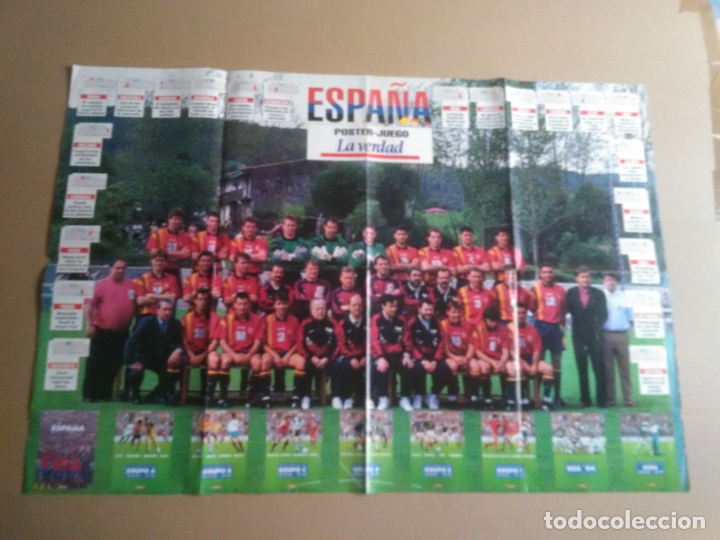 Coleccionismo deportivo: P&Oacute;STER JUEGO ESPA&Ntilde;A WORLD CUP 1994 SELECCI&Oacute;N ESPA&Ntilde;OLA FUTBOL MUNDIAL 94 LA VERDAD, MIDE 85 X 58 CM