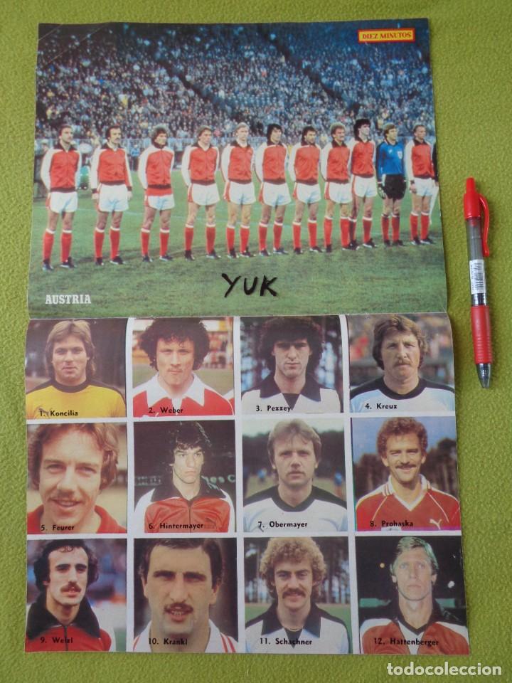 Coleccionismo deportivo: ANTIGUO POSTER TAMA&Ntilde;O 27X42 CM REVISTA DIEZ MINUTOS - SELECCION AUSTRIA MUNDIAL ESPA&Ntilde;A 82