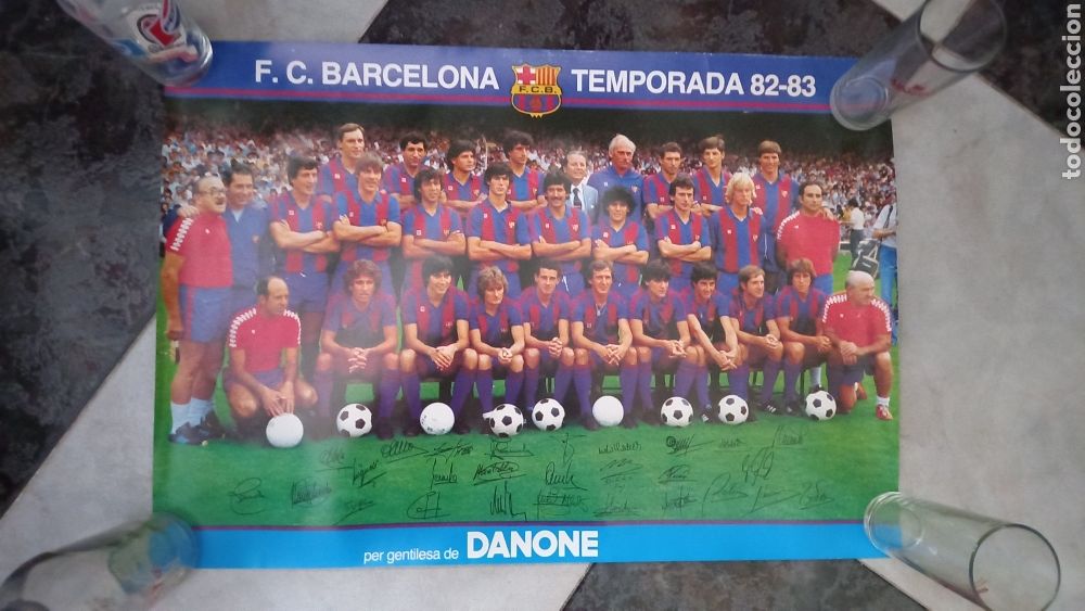Coleccionismo deportivo: Poster Futbol club Barcelona temporada 82-83 publicidad Danone