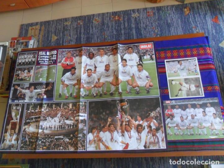 Coleccionismo deportivo: CARTEL JUVENTUS REAL MADRID CAMPE&Oacute;N VII CHAMPIONS LEAGUE 1998 HOLA L&Aacute;MINA 1 AS. REGALO PEGATINA RA&Uacute;L