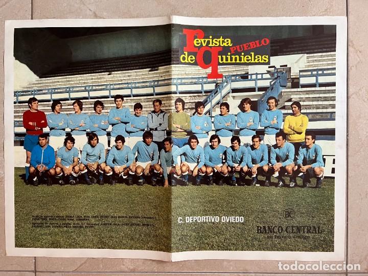 Coleccionismo deportivo: P&oacute;ster R. Oviedo. Revista de quinielas pueblo.