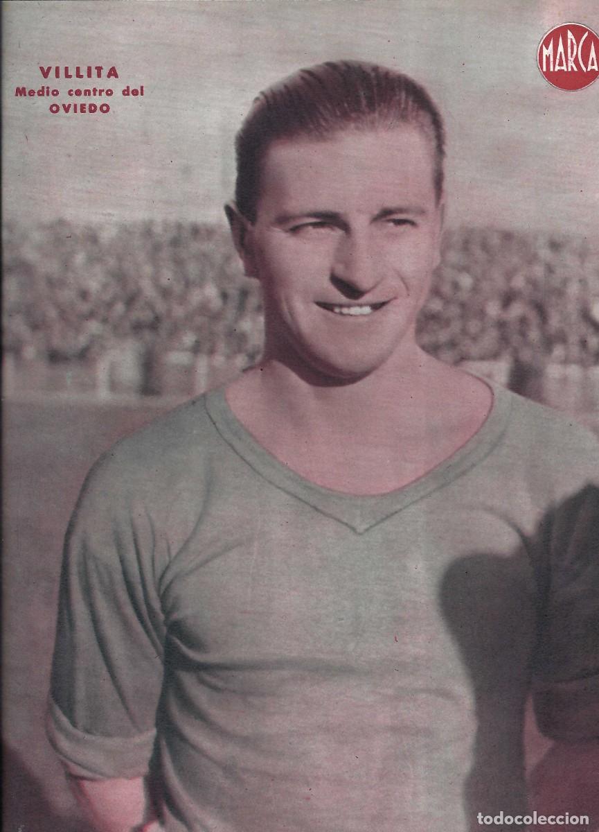 Sammelleidenschaft Sport: MARCA F&Uacute;TBOL.- L&Aacute;MINA POSTER. OVIEDO. VILLITA. MEDIO CENTRO- A&Ntilde;OS 40 (32 X 23,5CM)